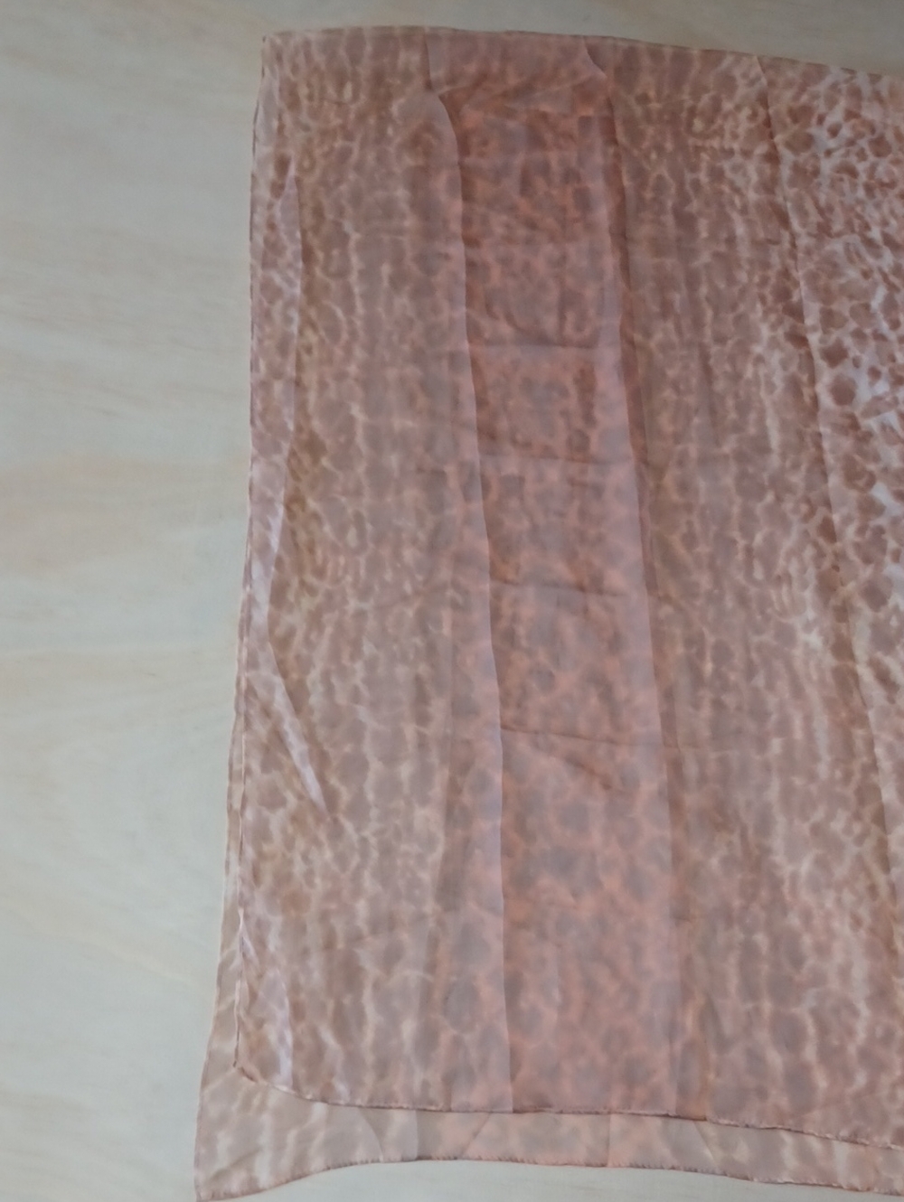 Connection18 Sheer Pink Peach Animal Print Scarf Shawl 74×23 Chiffon Leopard - Picture 9 of 10